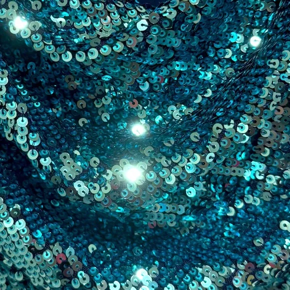 Dress The Population EUC Size XS Sequin Spaghetti Strap Teal Mini Dress (0563) - Picture 10 of 11